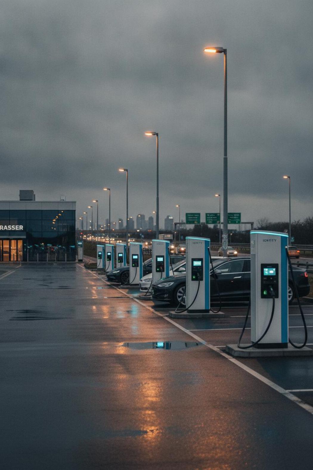 Ionity-Schnellladesäulen mit mehreren E-Autos beim CCS Laden – München Stadtmitte 2026
