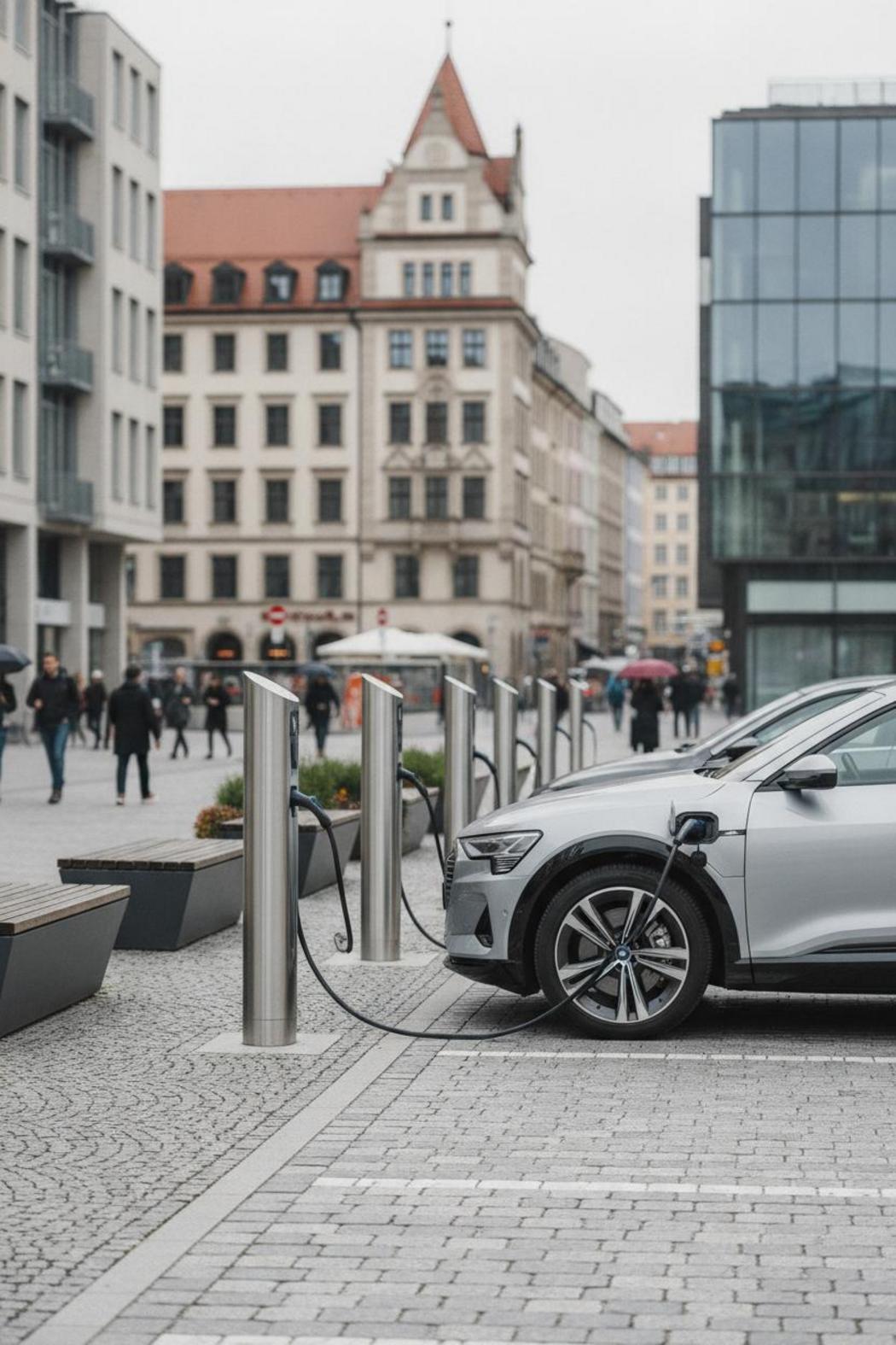 Öffentliche Ladesäule in München mit Elektroauto – Stromkosten E-Auto pro Kilometer im Überblick